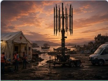 B16 mobile wind turbine at a disaster relief camp