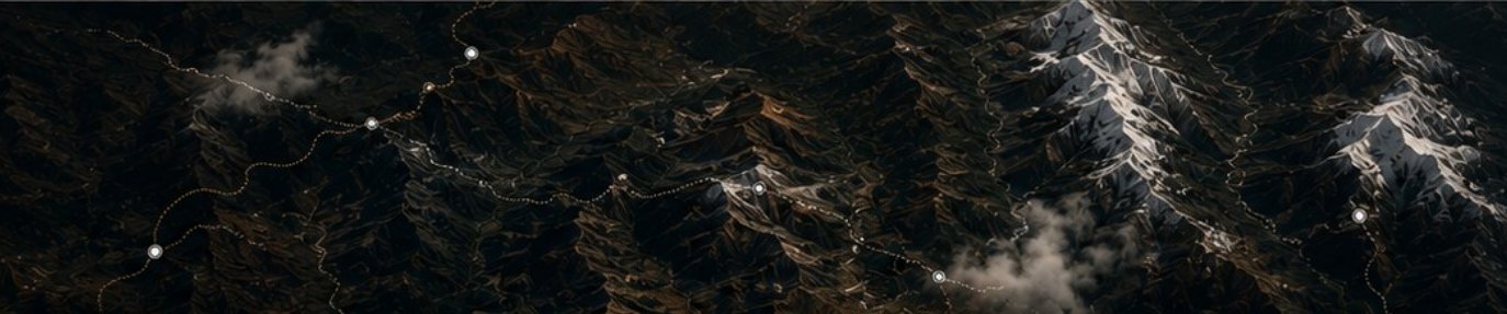 Mountain terrain with a supply route marked